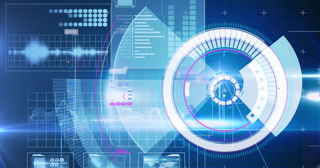 Futuristic Digital Data Interface with Cyber Elements