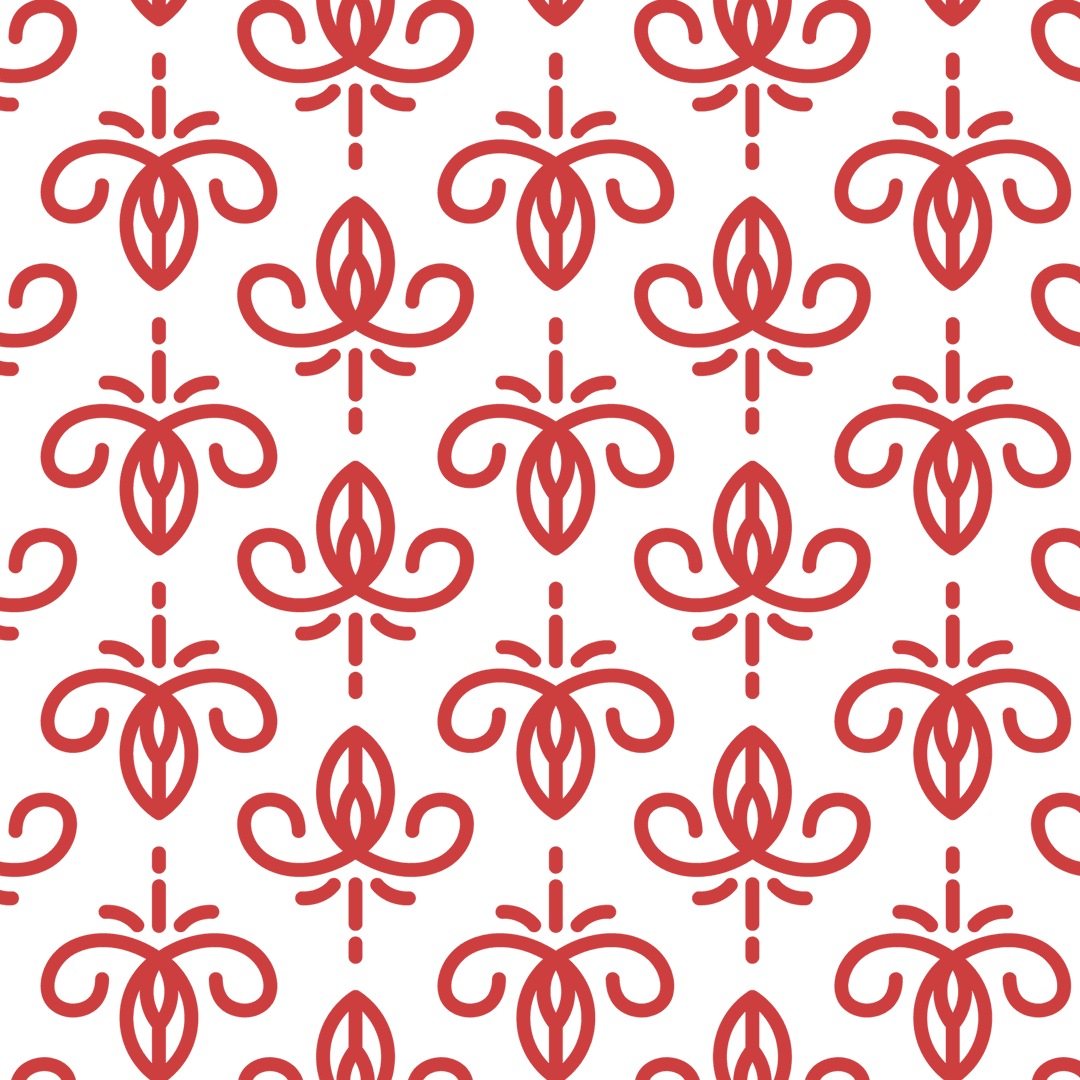 Seamless Red Ornament Pattern on Transparent Background for Design Use