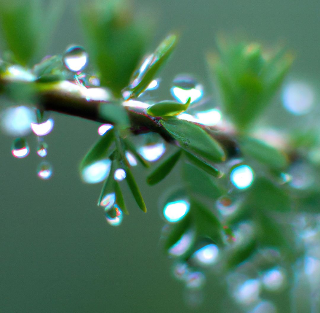 Image of close up of multiple rain drops on green leaf surface - Free Images, Stock Photos and Pictures on Pikwizard.com