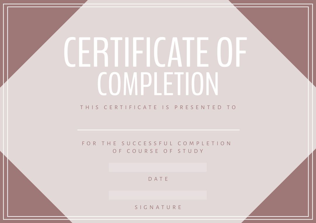 Certificate of Completion Template in Elegant Design - Download Free Stock Templates Pikwizard.com