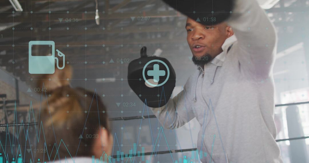 Boxing Training with Overlaid Digital Health Metrics in Gym Setting