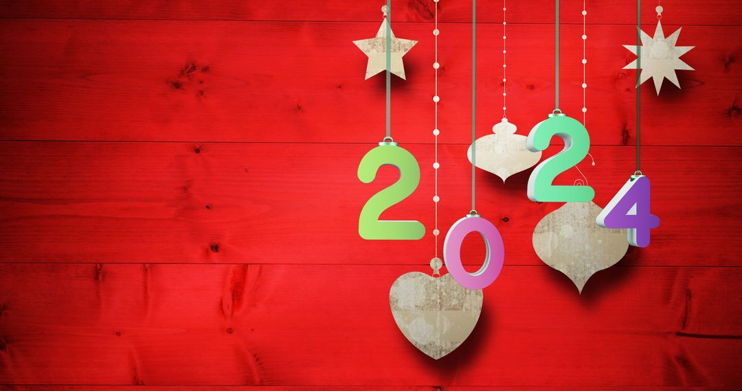 Festive 2024 Greeting Card Background with Christmas Decorations