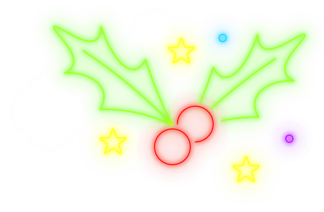 Bright and Transparent Neon Mistletoe Festive Illustration