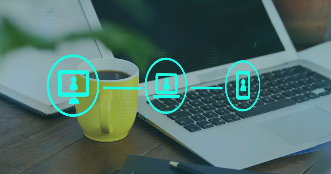 Abstract Connected Devices Technology Concept in Modern Workplace