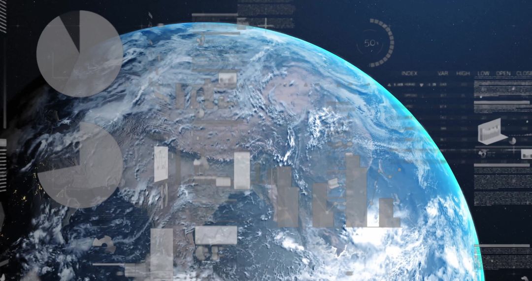Data Analytics Interface Overlaying Planet Earth