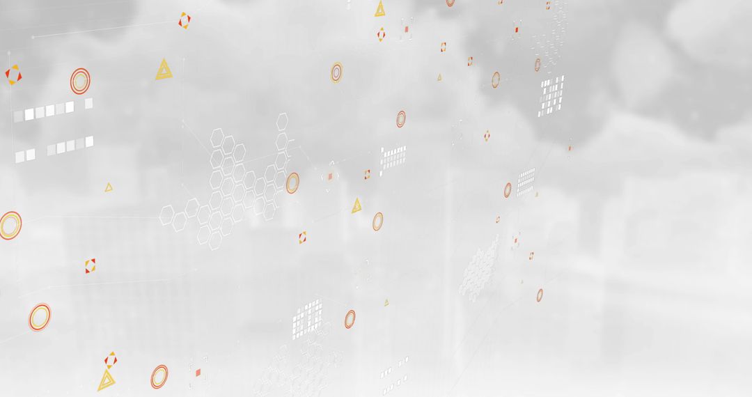 Abstract Digital Background with Geometric and Cloud Patterns