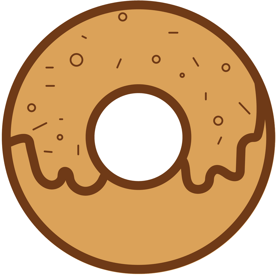 Transparent Vector Brown Donut with Dripping Frosting