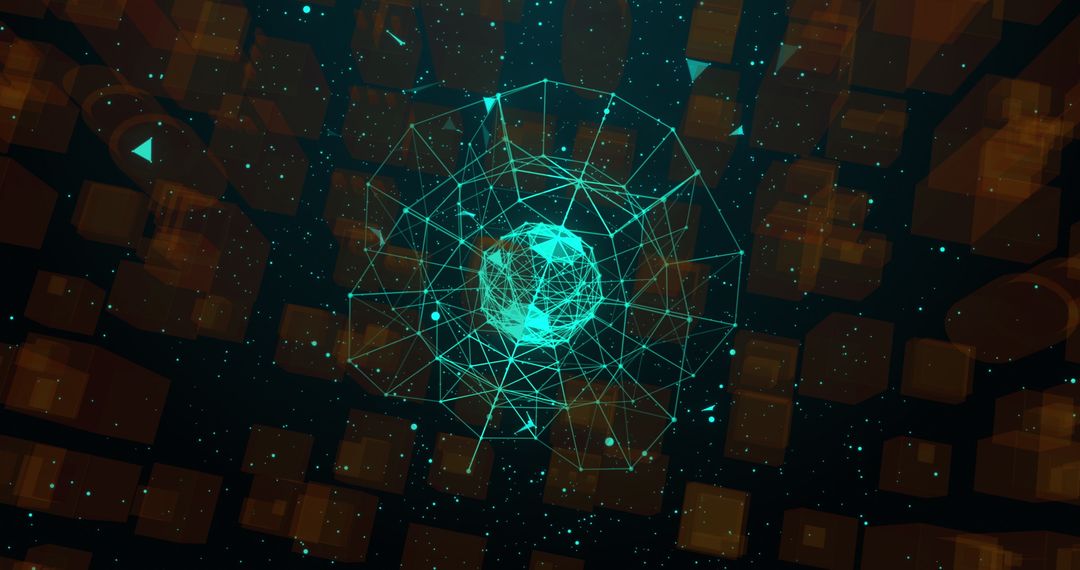 Spinning Globe with Digital Network Connections Cityscape