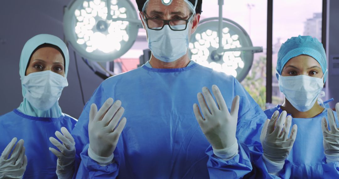 Surgeon Team Prepares for Surgery, Wearing Scrubs and Masks in Operating Room - Free Images, Stock Photos and Pictures on Pikwizard.com