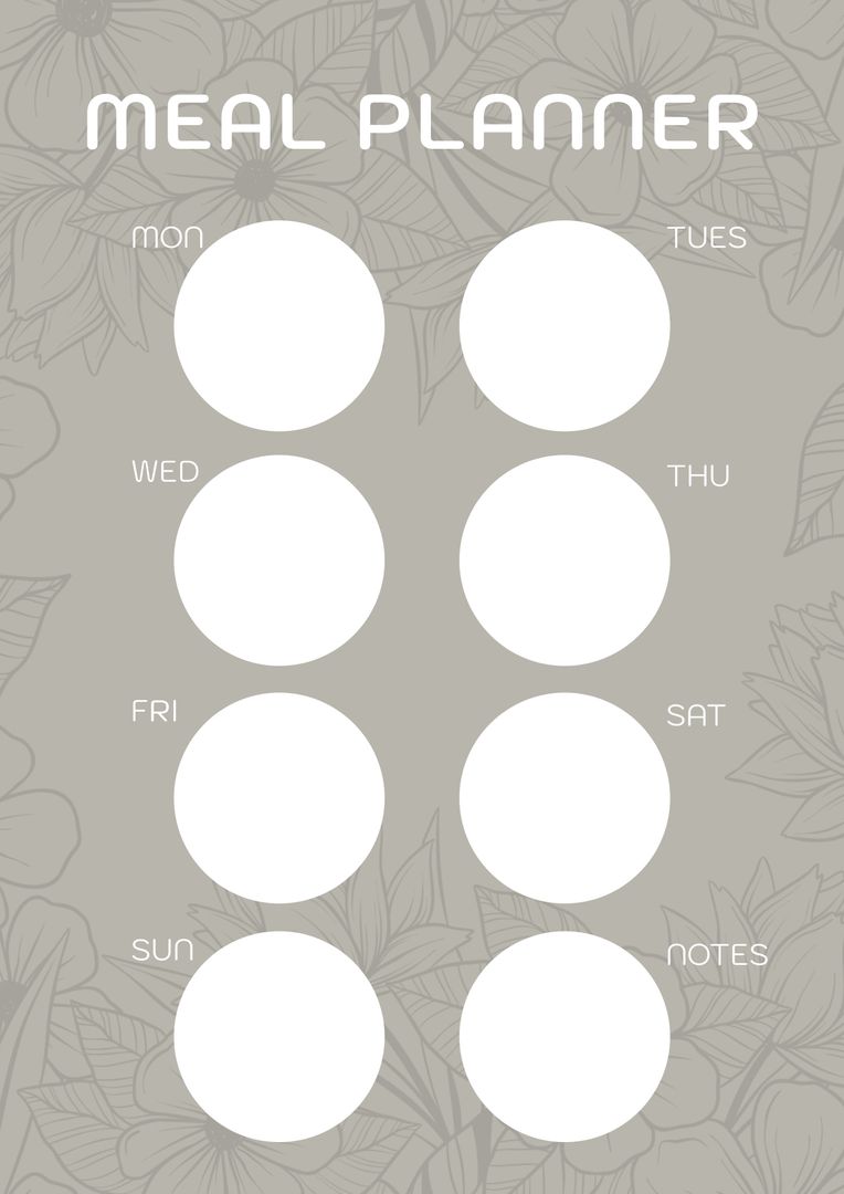 Weekly Meal Planner Template with Floral Design