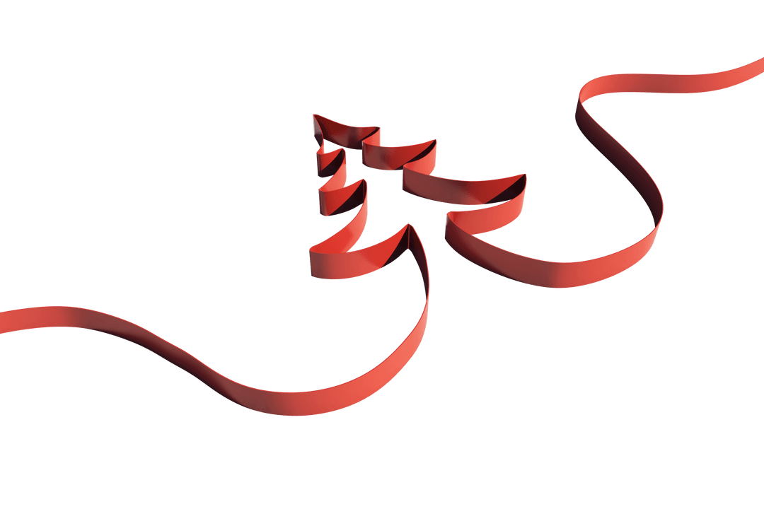 Abstract Christmas Ribbon Design on Transparent Background