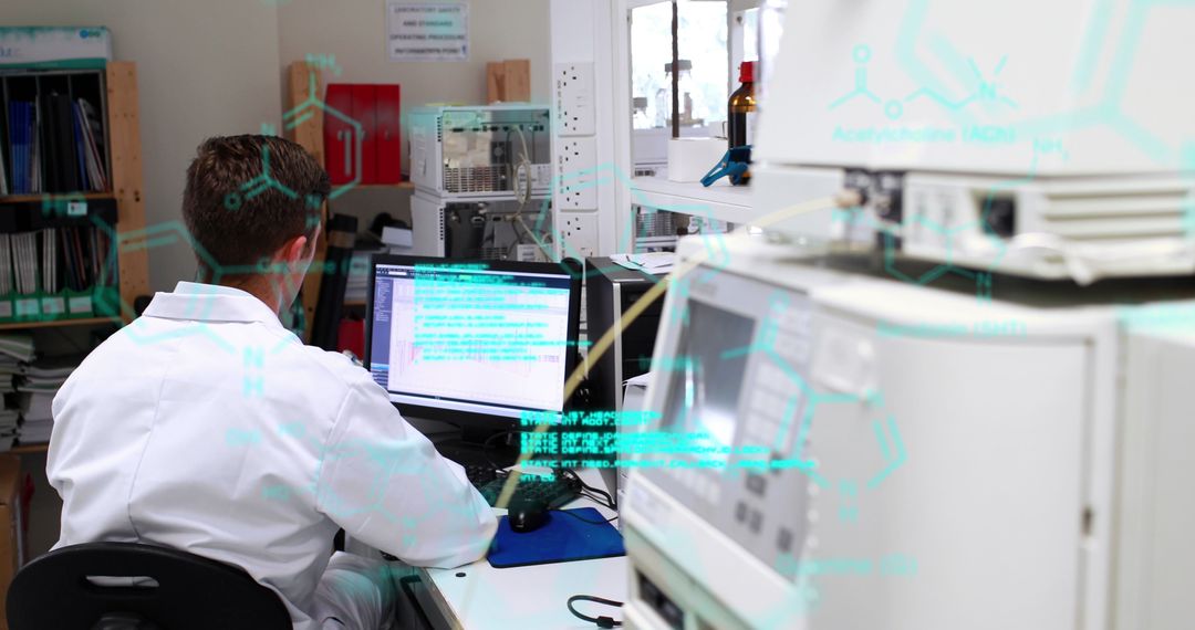 Lab Technician Entering Data in Research Laboratory