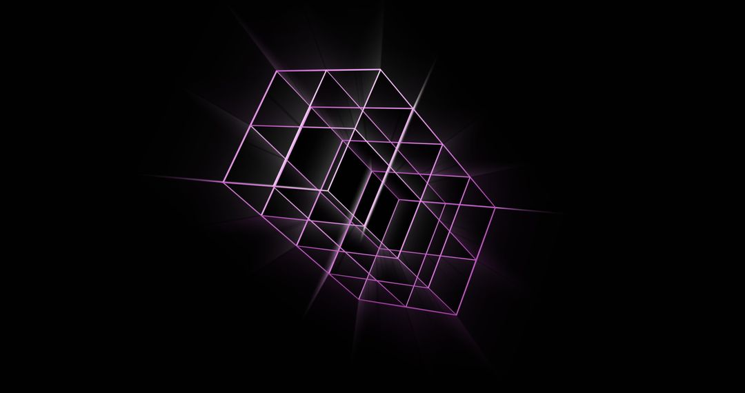 Glowing 3D Geometric Shapes in Motion on Black Background