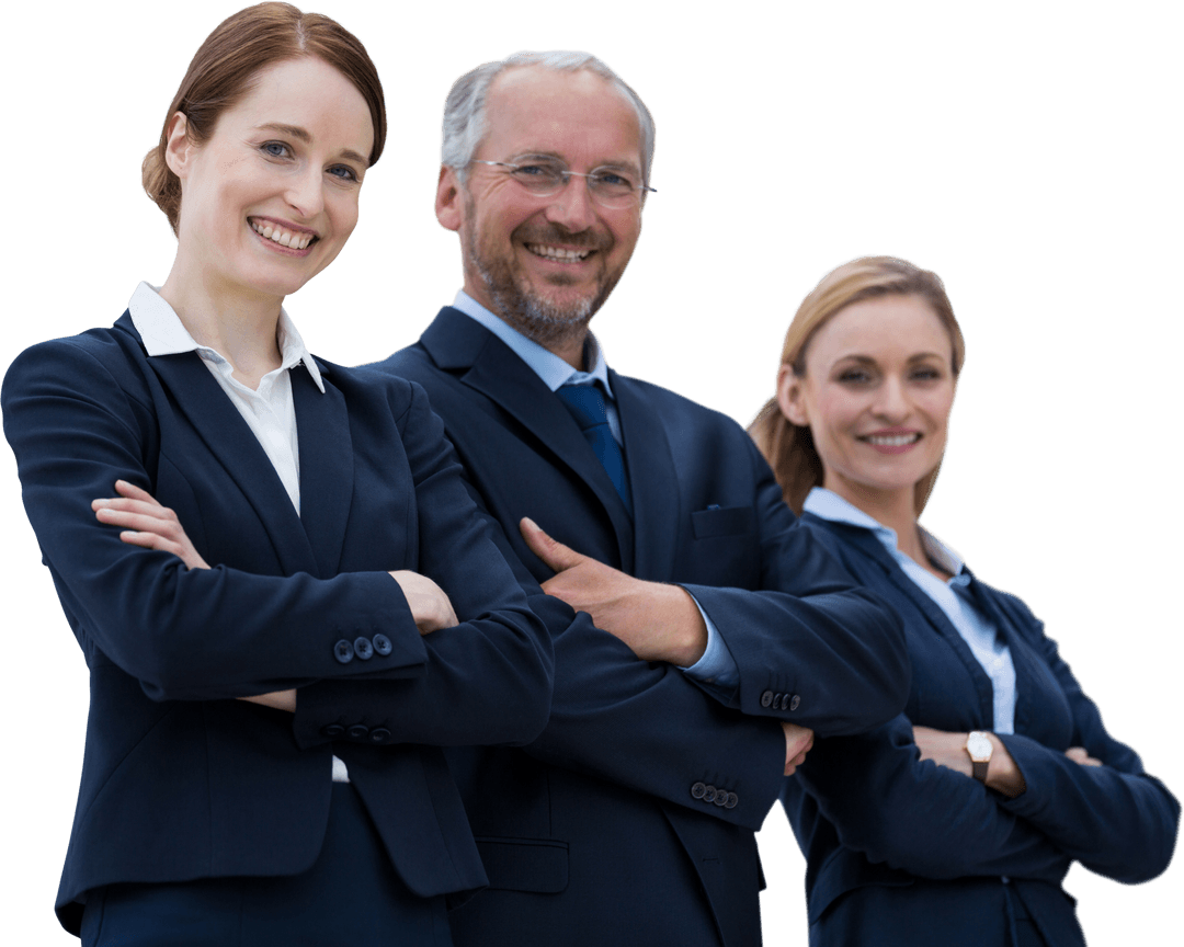 Transparent Group of Confident Business Professionals Smiling
