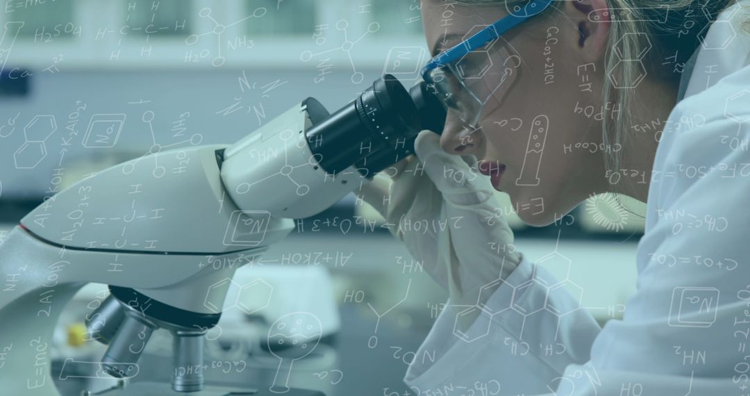 Female Scientist Analyzing Samples Using Microscope in Laboratory