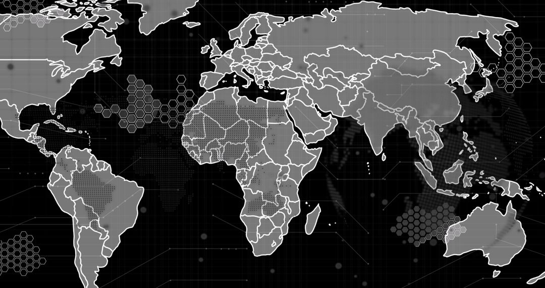Digital World Map with Network Connections Concepts