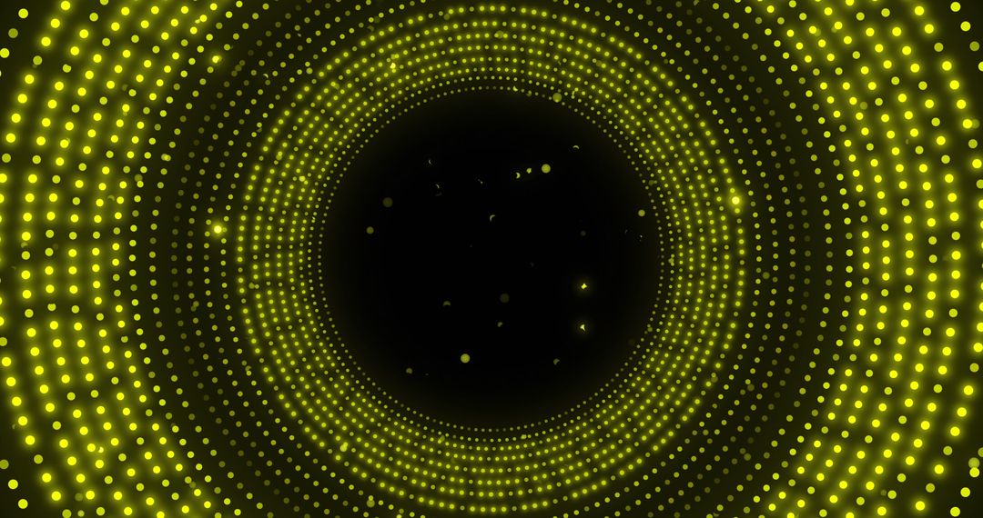 Circular Motion of Glowing Yellow Dots on Black Background