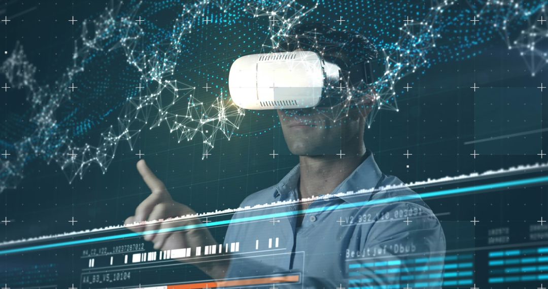 Man Exploring Futuristic Data with VR Technology - Free Images, Stock Photos and Pictures on Pikwizard.com