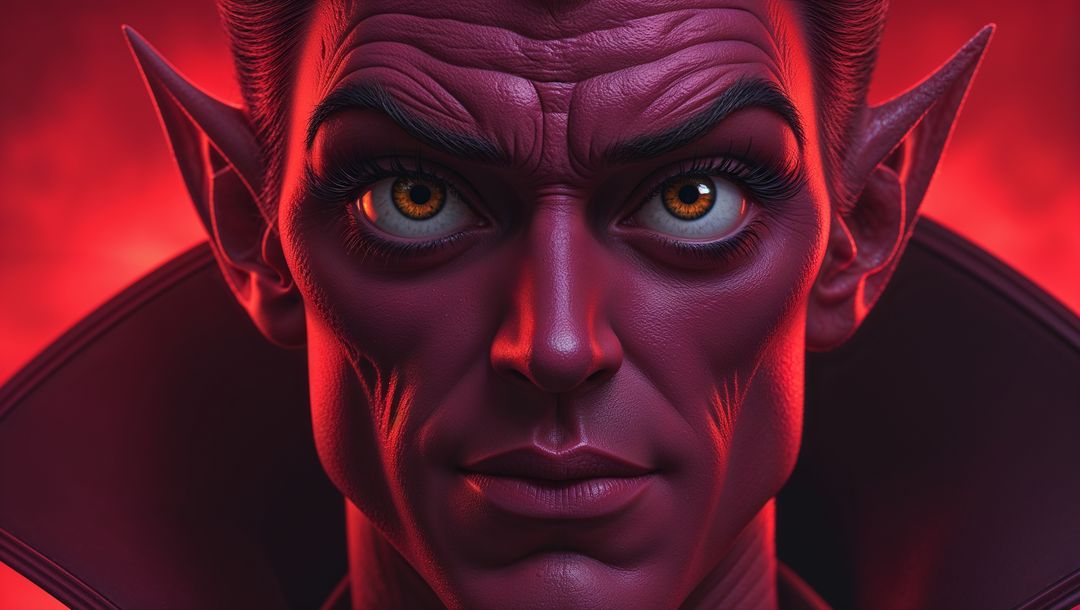 Mystical lucifer with radioactive appearance and fiery aura