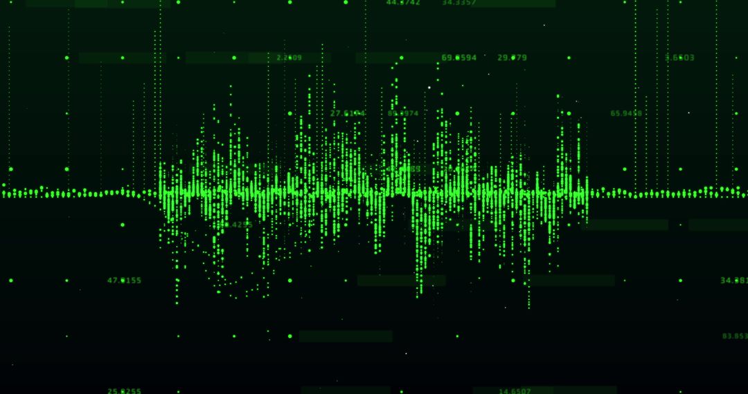 Dynamic Green Graph with Digital Data on Dark Background
