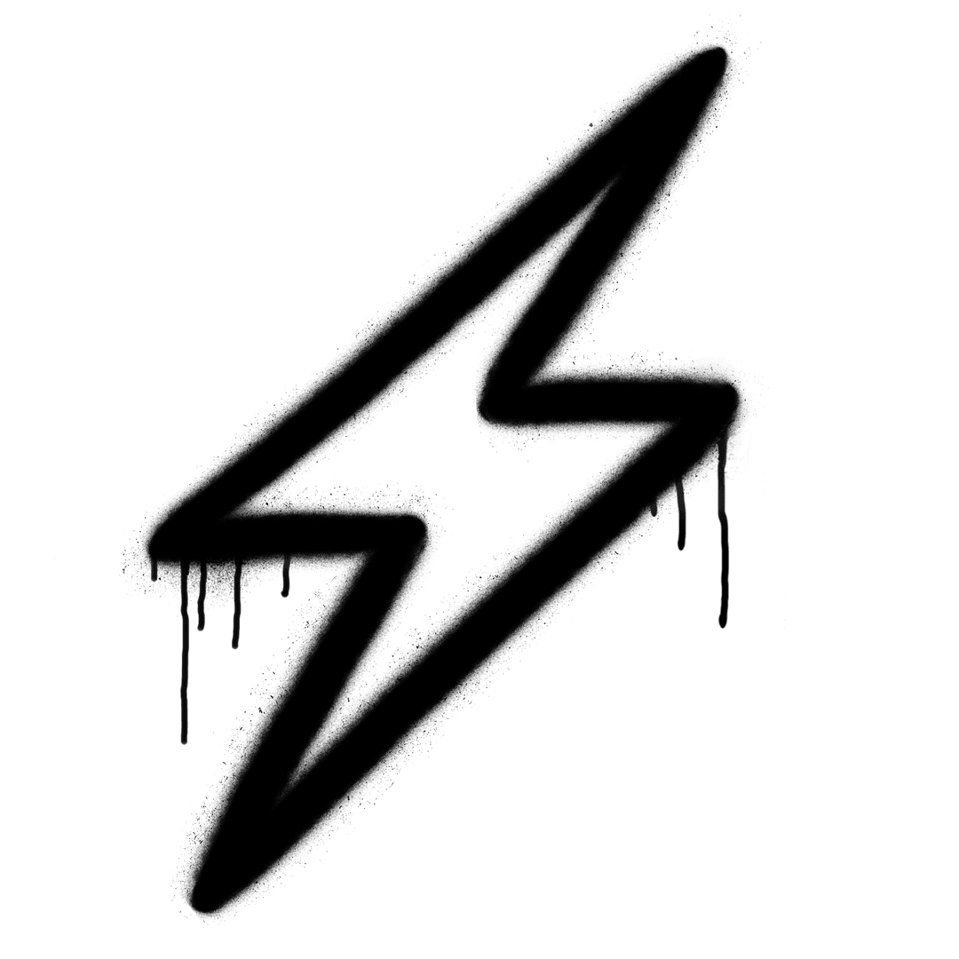 Graffiti-style Dripping Lightning Bolt Icon on Transparent Background