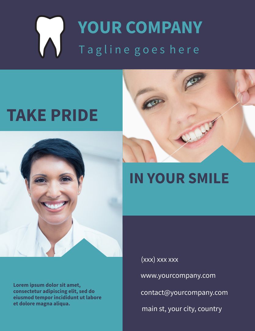 Smiling Woman in Dental Services Promotion