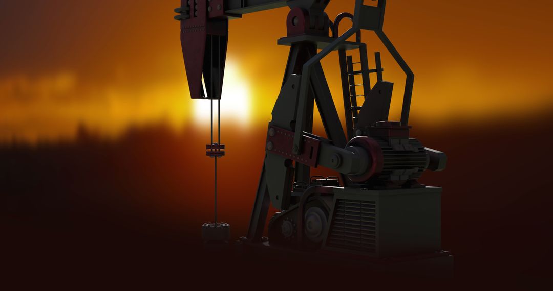 Pumpjack Silhouette in Fiery Sunset Industrial Landscape - Free Images, Stock Photos and Pictures on Pikwizard.com