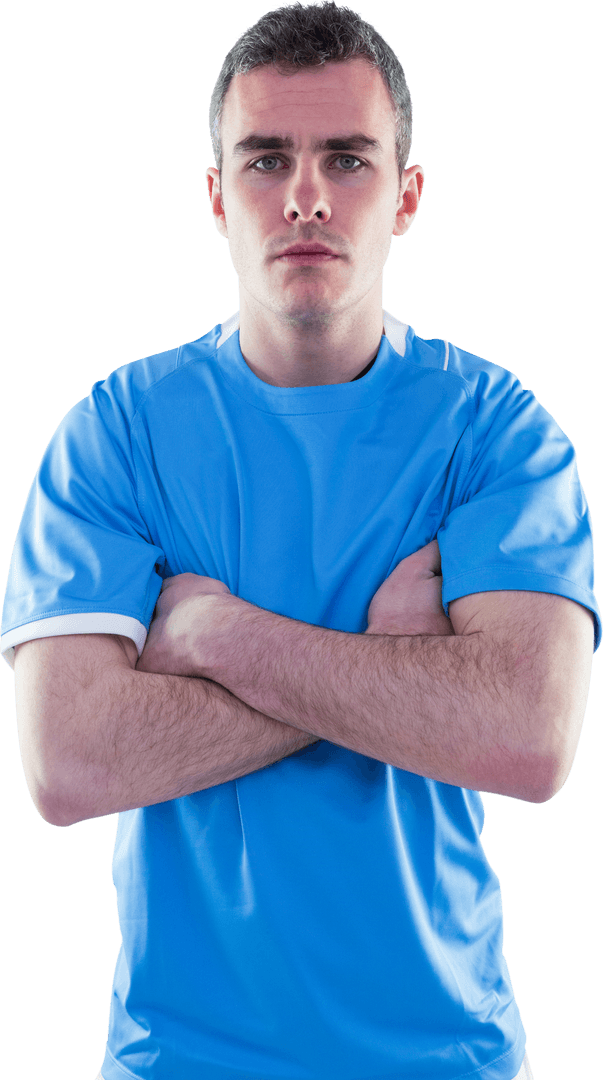 Serious Rugby Player Standing with Crossed Arms Transparent Background