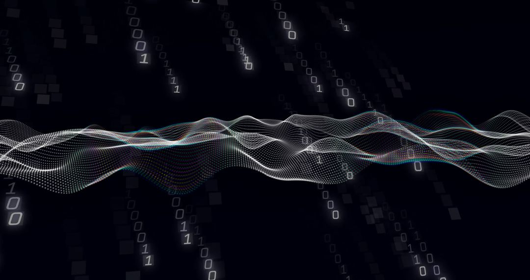 Dynamic Waves Overlaying Digital Binary Code - Free Images, Stock Photos and Pictures on Pikwizard.com