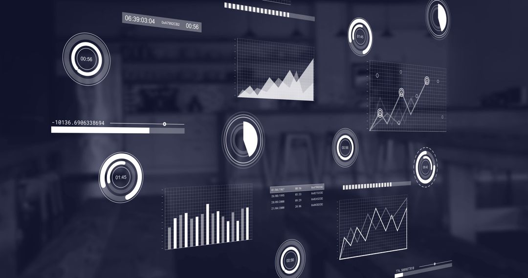 Digitized Business Analytics Interface in Modern Office Cafe