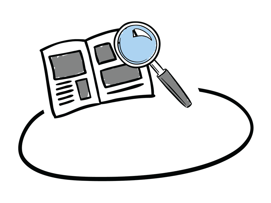 Transparent Newspaper with Magnifying Glass Illustration