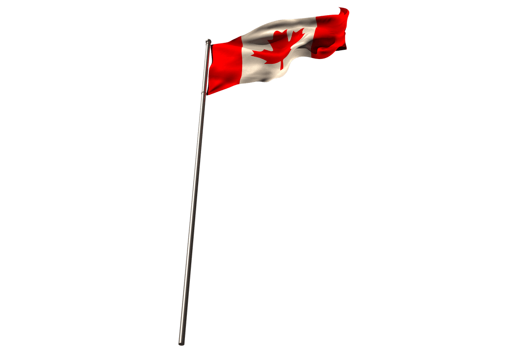 Transparent Canadian Flag Waving Against Clear Sky