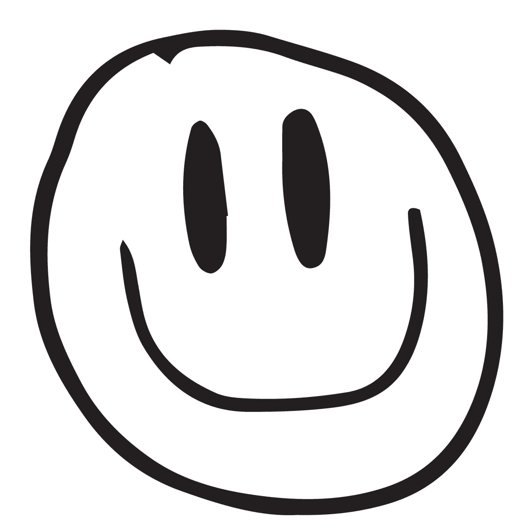 Transparent Smiling Face Doodle with Bold Black Lines
