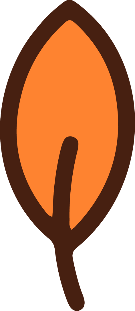 Minimalist Orange Leaf Illustration on Transparent Background