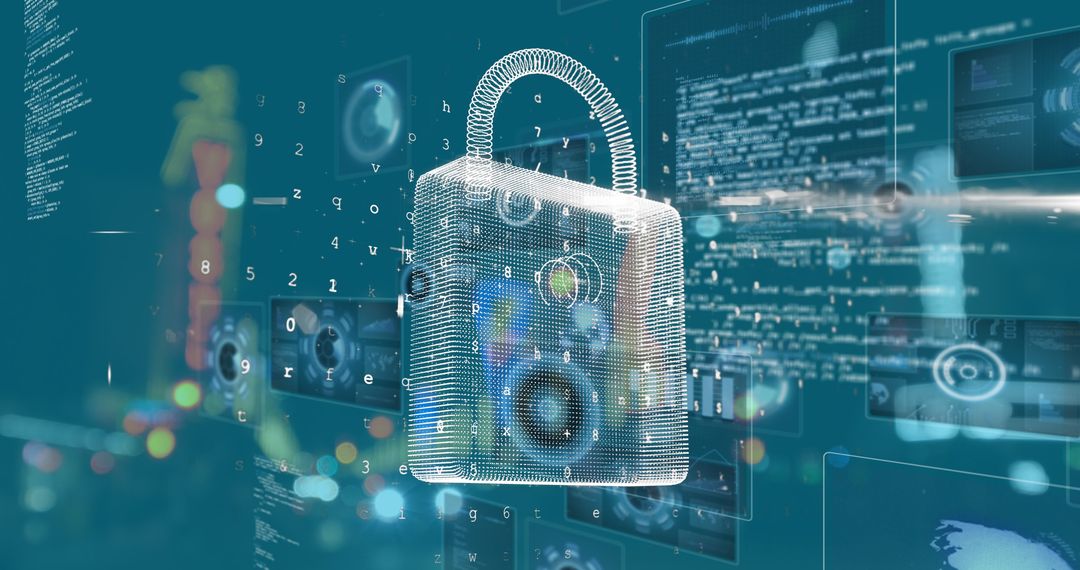 Cybersecurity and Data Protection Concept with Digital Padlock