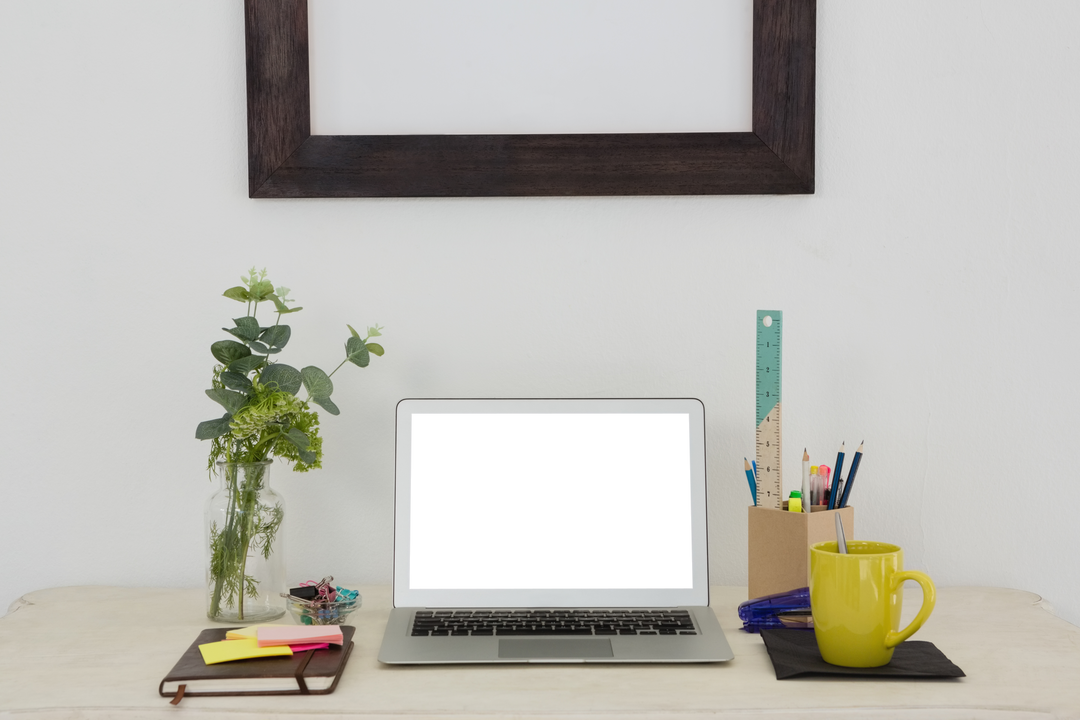 Transparent Desktop Workspace with Laptop and Office Supplies - Download Free Stock Images Pikwizard.com