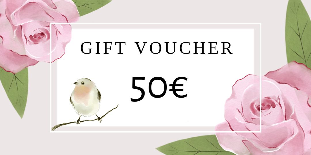 Elegant Gift Voucher Design with Roses and Bird Motif