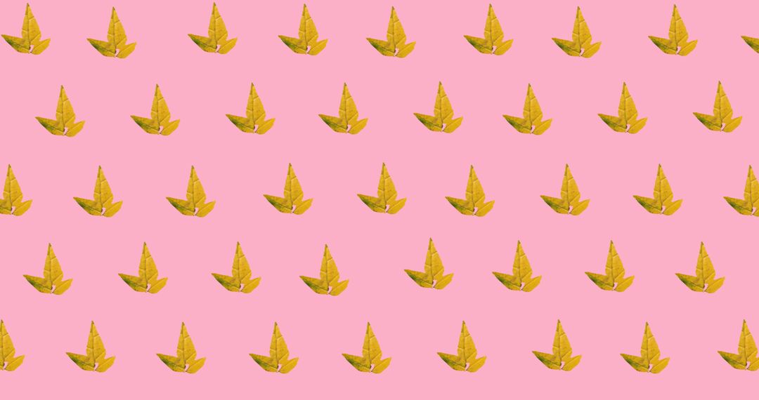 Seamless Autumn Maple Leaves Pattern on Pink Background
