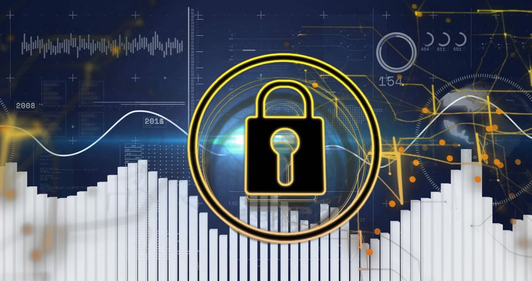Lock Symbol Overlay on Financial Charts Indicating Data Security