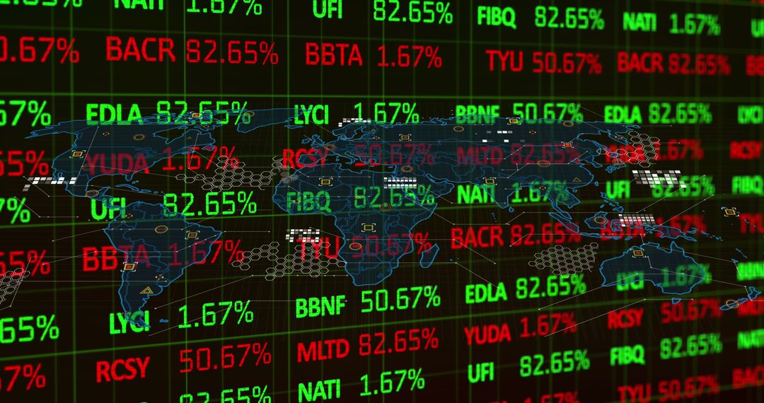 Global Financial Data Streaming Over World Map