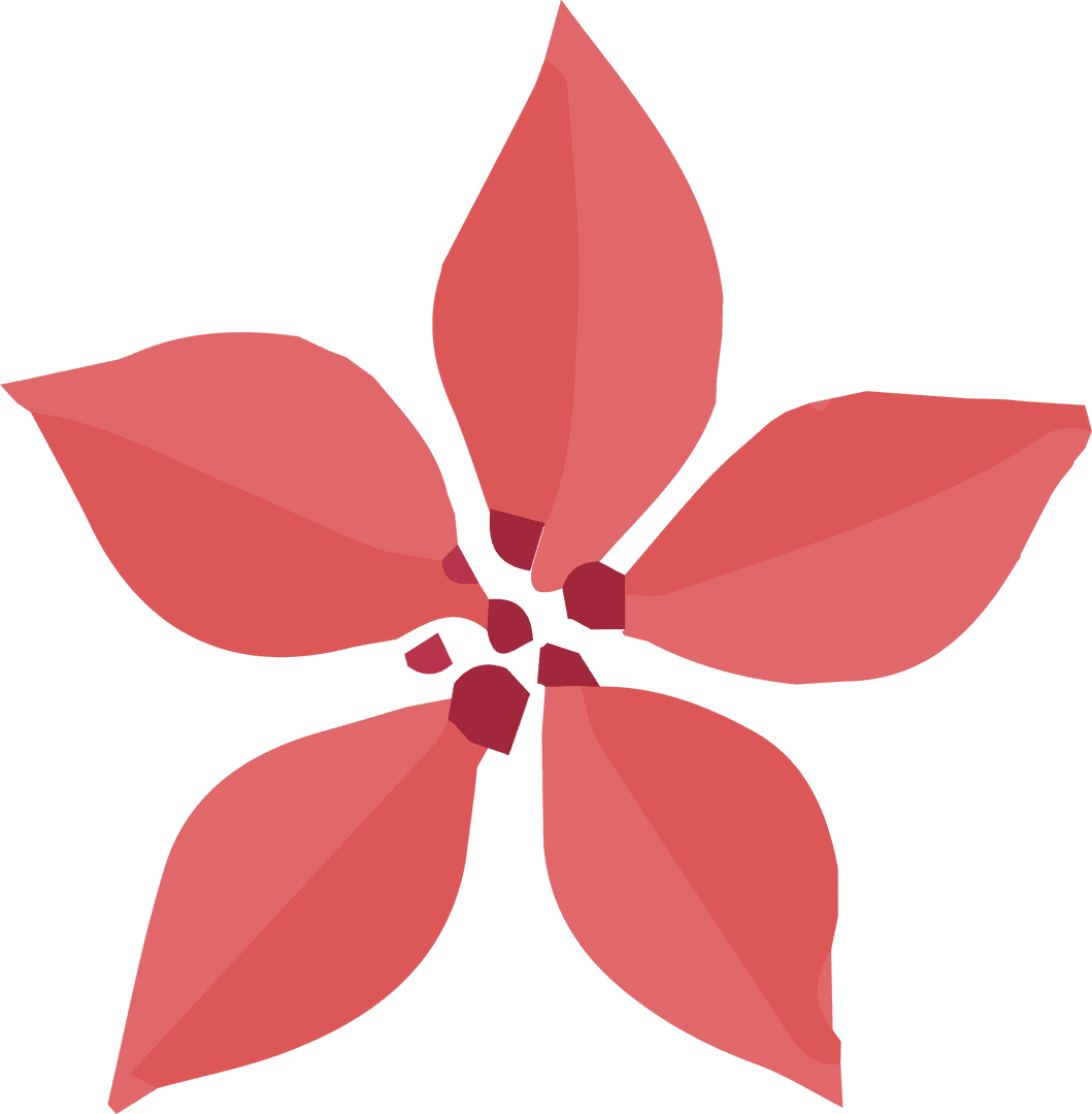 Minimalist Red Flower with Six Petals on Transparent Background