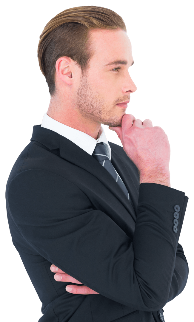 Transparent Profile of Thoughtful Businessman