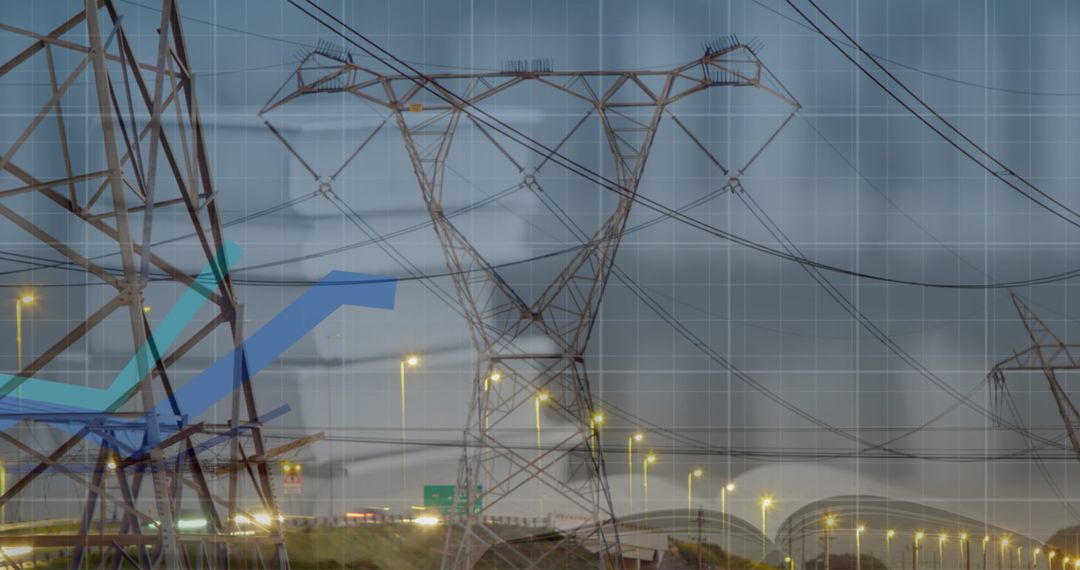 Energy Sector Data and Analysis with Power Lines Backdrop