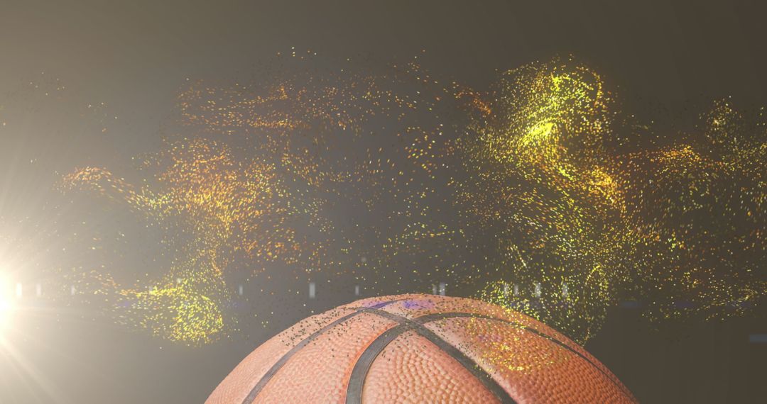Glowing Particles Illuminating Basketball with Energy