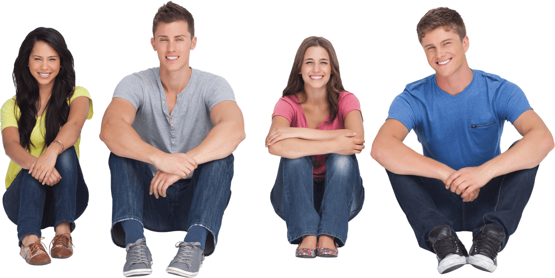 Transparent Group of Diverse Young Adults Smiling Side by Side