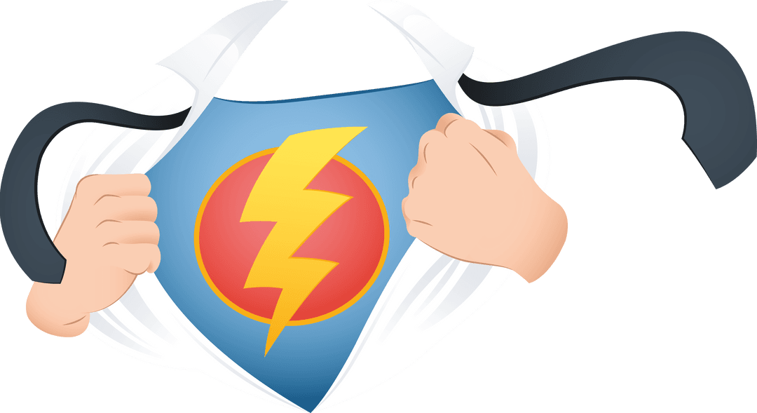 Superhero Costume Reveal on Transparent Background