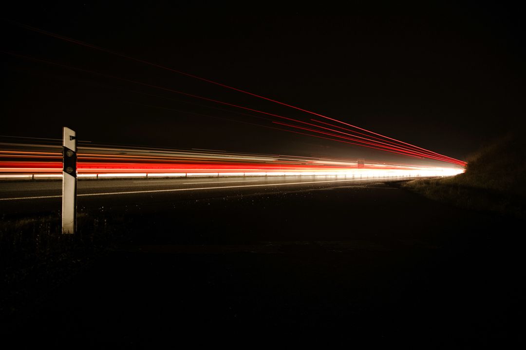 Long Exposure of Highway at Night with Light Trails