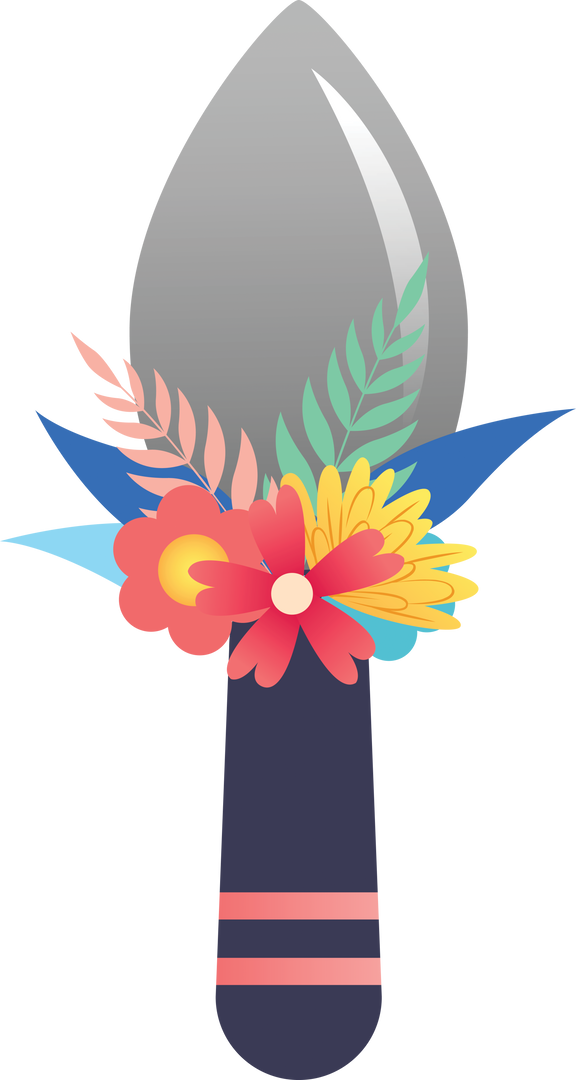 Colorful Flowers Adorning Gray Craft Shovel on Transparent Background - Download Free Stock Images Pikwizard.com