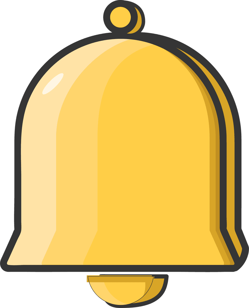 Minimalist Gold Bell Icon on Transparent Background for Notifications