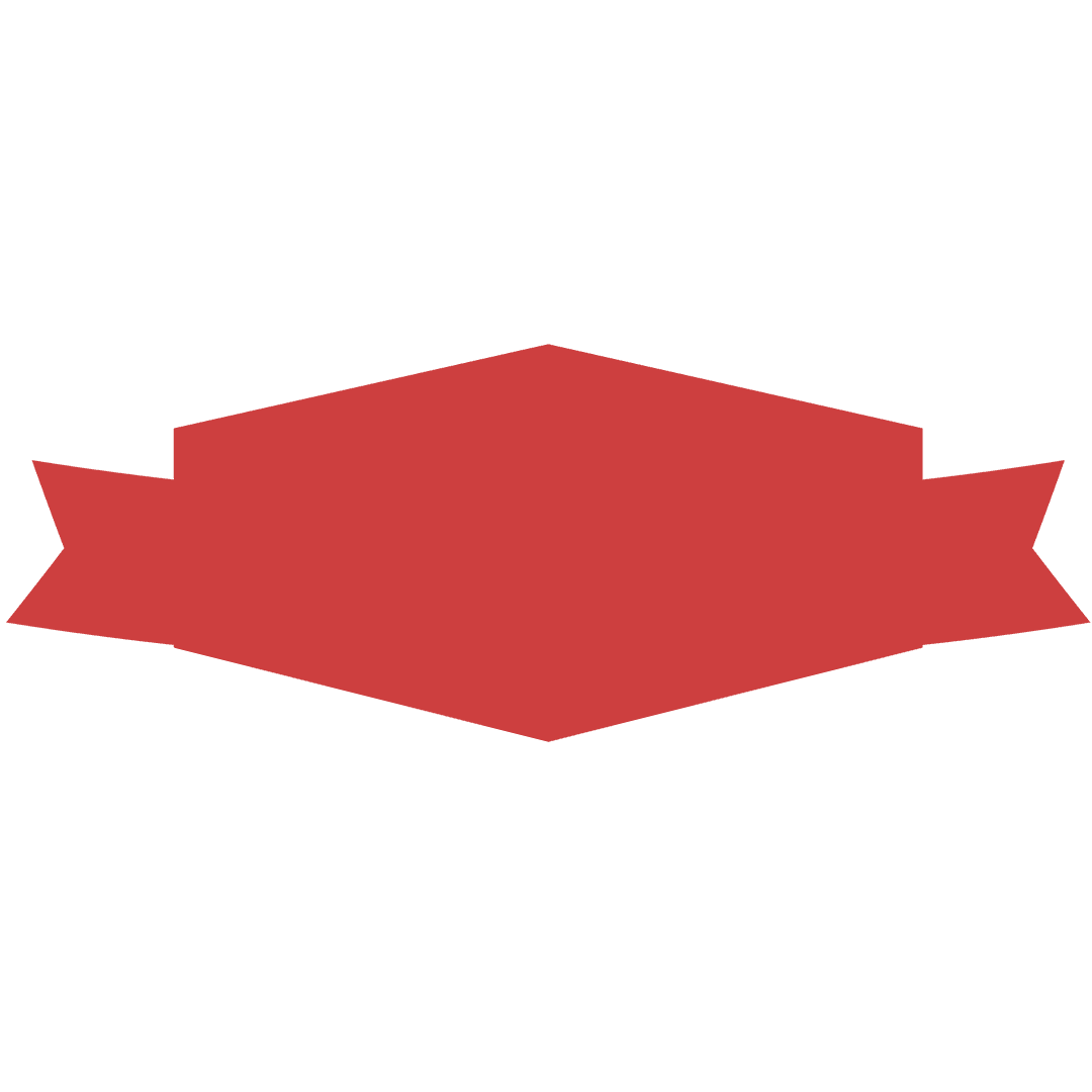 Red Ribbon Banner with Hexagonal Outline on Transparent Background